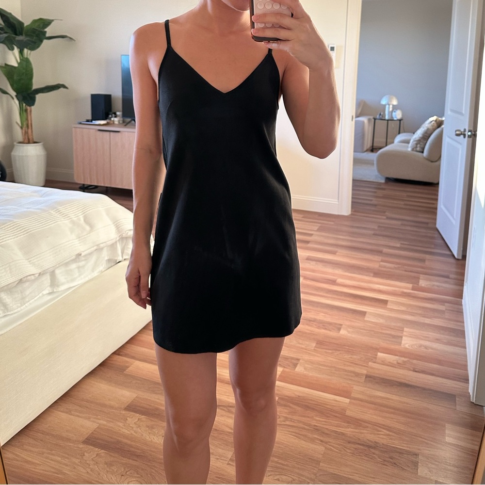 Aritzia Black Velvet Slip Dress